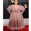 2021 hot sale sweet style pink plus size v-neck princess sweetheart wedding long puff dress strawberry